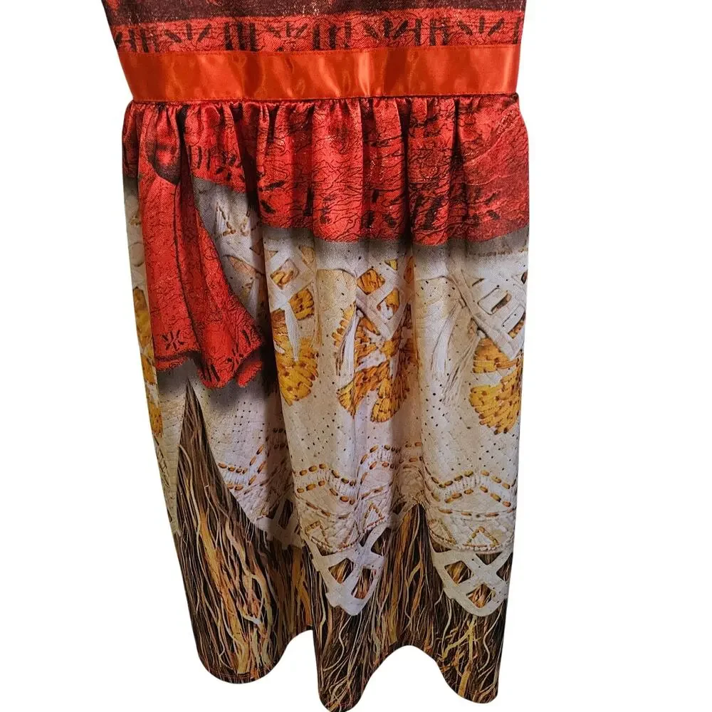 Disney Moana Dress Size 5T Red Coral Nightgown Pajamas Costume Hawaiian Islander - Picture 3 of 6